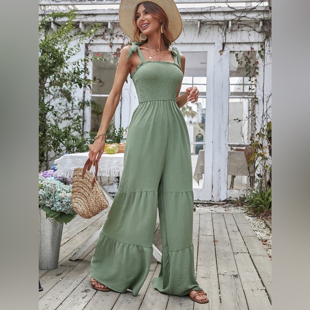 Lightweight sage green jumpsuit